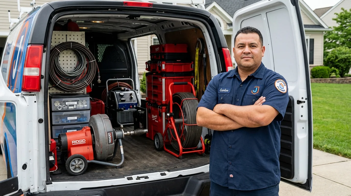 Professional drain cleaning equipment and Johns Plumbing LLC plumber in Chrisman