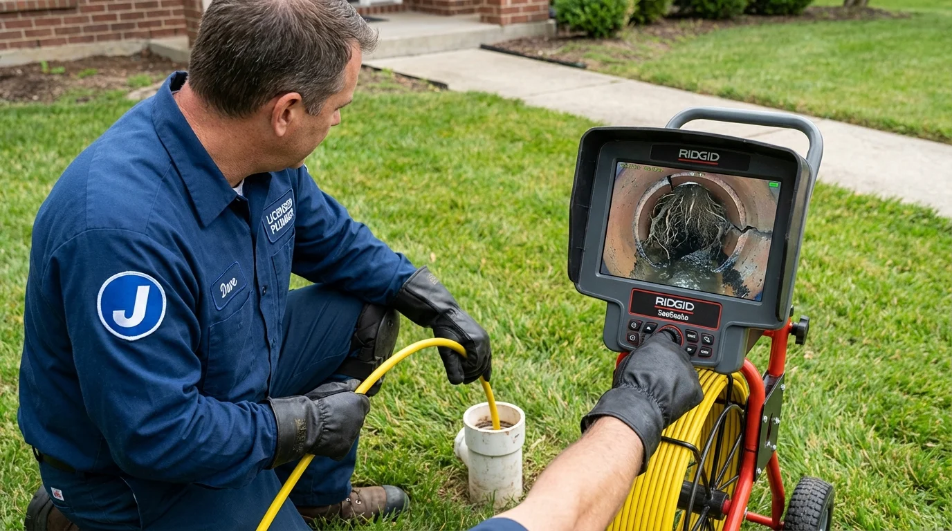 Sewer camera inspection being performed by Johns Plumbing LLC in Chrisman